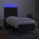 kontinentalseng med LED-lys 90x200 cm stof sort
