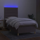 kontinentalseng med LED-lys 90x200 cm stof gråbrun