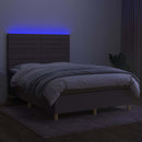 kontinentalseng med LED-lys 140x190 cm stof gråbrun