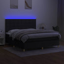 kontinentalseng med LED-lys 160x200 cm stof sort