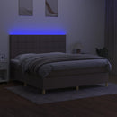 kontinentalseng med LED-lys 160x200 cm stof gråbrun