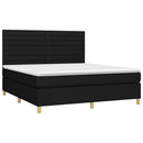 kontinentalseng med LED-lys 180x200 cm stof sort