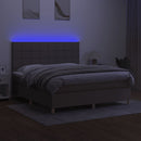 kontinentalseng med LED-lys 180x200 cm stof gråbrun