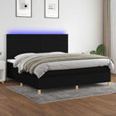 kontinentalseng med LED-lys 200x200 cm stof sort