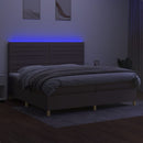 kontinentalseng med LED-lys 200x200 cm stof gråbrun