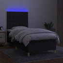kontinentalseng med LED-lys 90x190 cm stof sort