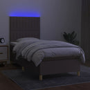 kontinentalseng med LED-lys 90x200 cm stof gråbrun