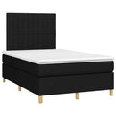 kontinentalseng med LED-lys 120x200 cm stof sort