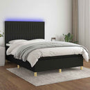 kontinentalseng med LED-lys 140x190 cm stof sort