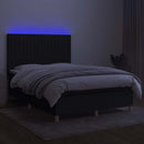 kontinentalseng med LED-lys 140x200 cm stof sort