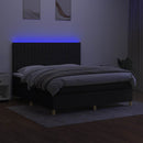 kontinentalseng med LED-lys 180x200 cm stof sort