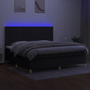 kontinentalseng med LED-lys 200x200 cm stof sort