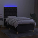 kontinentalseng med LED-lys 100x200 cm stof sort