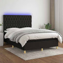 kontinentalseng med LED-lys 140x190 cm stof sort
