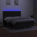 kontinentalseng med LED-lys 180x200 cm stof sort