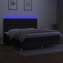 kontinentalseng med LED-lys 200x200 cm stof sort