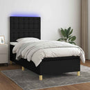 kontinentalseng med LED-lys 80x200 cm stof sort