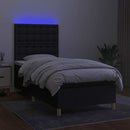 kontinentalseng med LED-lys 90x200 cm stof sort