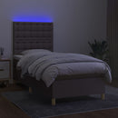 kontinentalseng med LED-lys 100x200 cm stof gråbrun