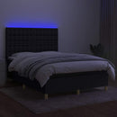 kontinentalseng med LED-lys 140x190 cm stof sort