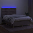kontinentalseng med LED-lys 140x190 cm stof gråbrun