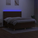 kontinentalseng med LED-lys 180x200 cm stof mørkebrun