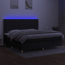 kontinentalseng med LED-lys 200x200 cm stof sort
