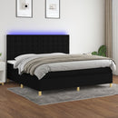 kontinentalseng med LED-lys 200x200 cm stof sort