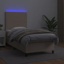 kontinentalseng med LED-lys 80x200 cm kunstlæder cappuccino