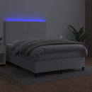 kontinentalseng med LED-lys 140x190 cm kunstlæder hvid
