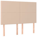 kontinentalseng LED-lys 140x190 cm kunstlæder cappuccinofarvet
