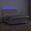 kontinentalseng LED-lys 180x200 cm kunstlæder cappuccinofarvet