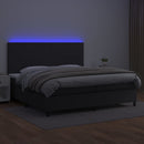 kontinentalseng med LED-lys 200x200 cm kunstlæder sort
