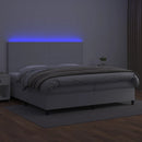 kontinentalseng med LED-lys 200x200 cm kunstlæder hvid