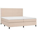 kontinentalseng LED-lys 200x200 cm kunstlæder cappuccinofarvet