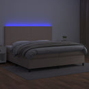 kontinentalseng LED-lys 200x200 cm kunstlæder cappuccinofarvet