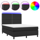 kontinentalseng med LED-lys 140x190 cm kunstlæder sort
