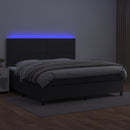 kontinentalseng med LED-lys 200x200 cm kunstlæder sort