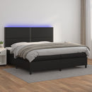 kontinentalseng med LED-lys 200x200 cm kunstlæder sort
