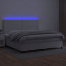 kontinentalseng med LED-lys 200x200 cm kunstlæder hvid