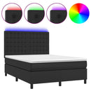 kontinentalseng med LED-lys 140x190 cm kunstlæder sort