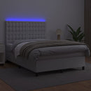 kontinentalseng med LED-lys 140x190 cm kunstlæder hvid