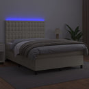 kontinentalseng med LED-lys 140x190 cm kunstlæder cremefarvet