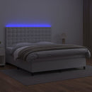 kontinentalseng med LED-lys 180x200 cm kunstlæder hvid