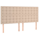 kontinentalseng LED-lys 180x200 cm kunstlæder cappuccinofarvet