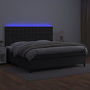 kontinentalseng med LED-lys 200x200 cm kunstlæder sort