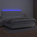 kontinentalseng med LED-lys 200x200 cm kunstlæder hvid