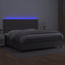 kontinentalseng med LED-lys 200x200 cm kunstlæder grå