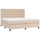 kontinentalseng LED-lys 200x200 cm kunstlæder cappuccinofarvet