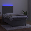 kontinentalseng med LED-lys 80x200 cm velour lysegrå